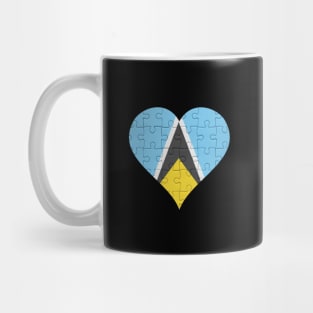 St Lucian Jigsaw Puzzle Heart Design - Gift for St Lucian With St Lucia Roots Mug